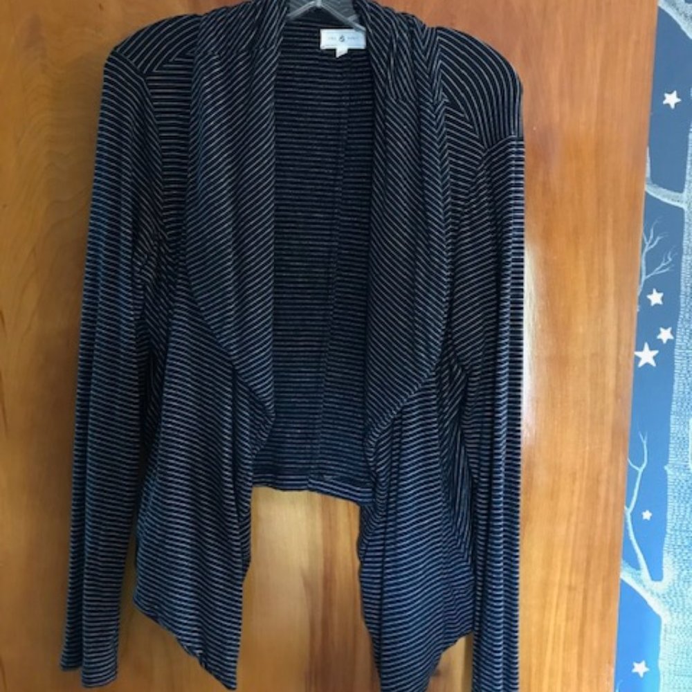 Lou & Grey Navy/White Open Cardigan/Sweatshirt